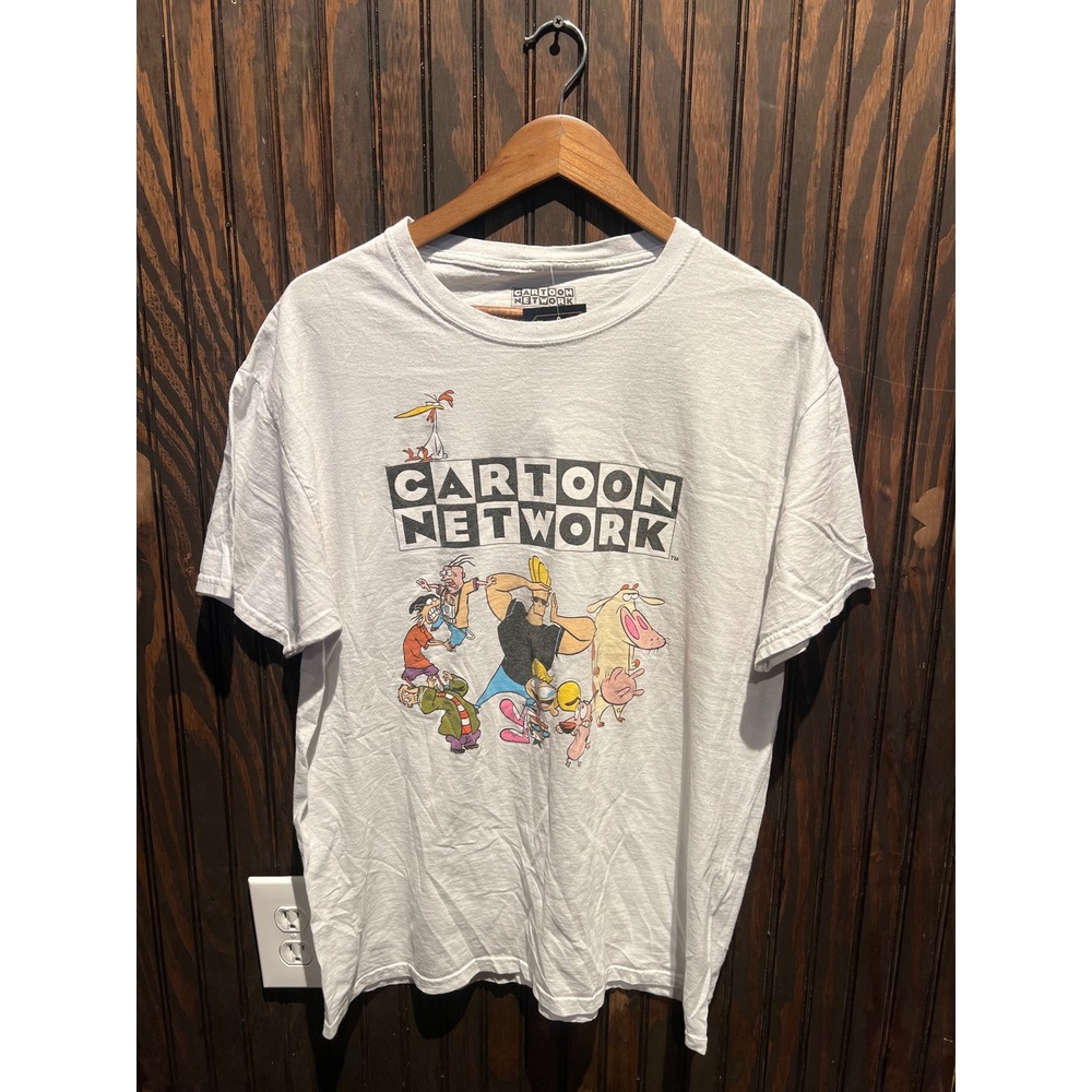 Cartoon Network Graphic T-Shirt White Johnny Bravo Ed Edd n Eddy Mens L